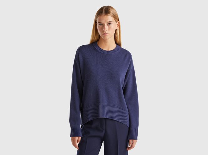 Benetton, Pull Coupe Boxy En Laine Mélangée, taille L, Bleu Foncé - United Colors of Benetton - Modalova