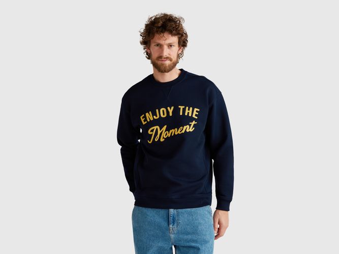 Benetton, Sweat Avec Broderie 100% Coton, taille XXL, Bleu Foncé - United Colors of Benetton - Modalova