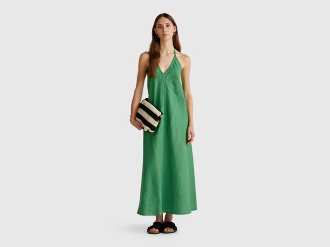 Benetton, Robe Longue En Pur Lin, taille L, Vert - United Colors of Benetton - Modalova