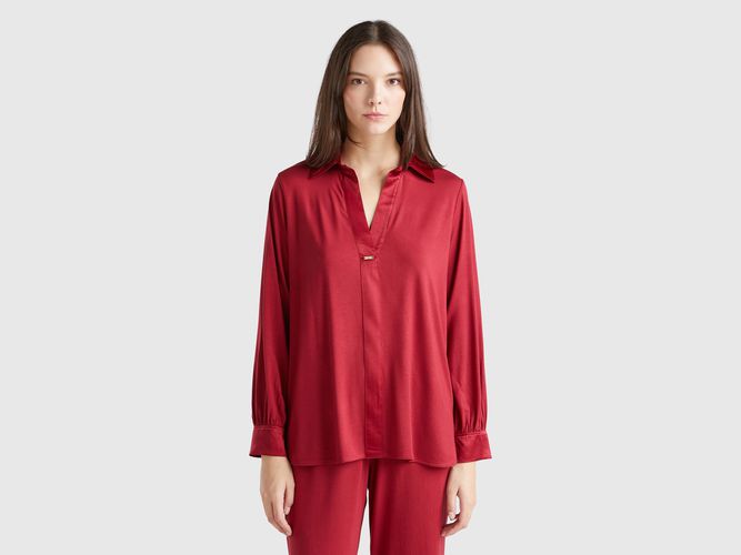 Benetton, Chemise En Modal Et En Soie, taille L, Bordeaux - United Colors of Benetton - Modalova