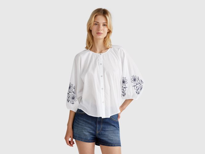 Benetton, Blouse Avec Broderie Florale, taille L, Blanc - United Colors of Benetton - Modalova