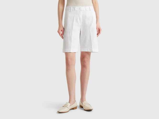 Benetton, Bermuda Avec Revers En Coton Stretch, taille, Blanc - United Colors of Benetton - Modalova