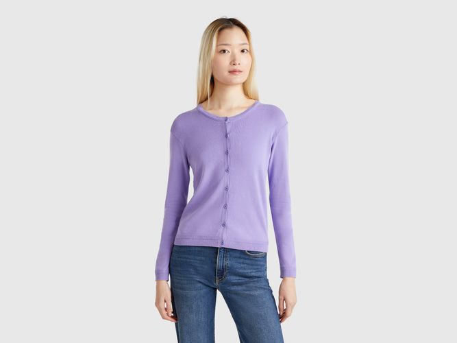 Benetton, Gilet À Col Rond En Pur Coton, taille M, Bleu Pervenche - United Colors of Benetton - Modalova