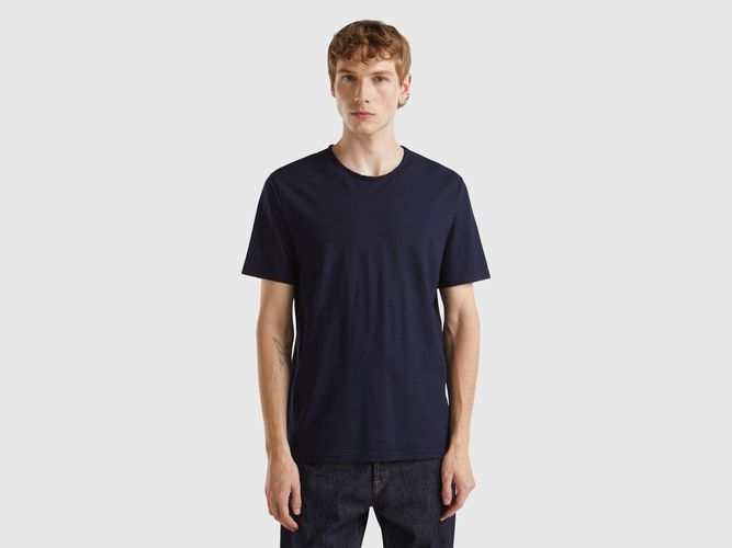 Benetton, T-shirt Bleu Nuit En Coton Flammé, taille XXL, Bleu Foncé - United Colors of Benetton - Modalova