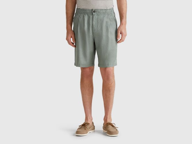 Benetton, Bermuda Avec Cordon De Serrage En Pur Lin, taille 42, Kaki - United Colors of Benetton - Modalova