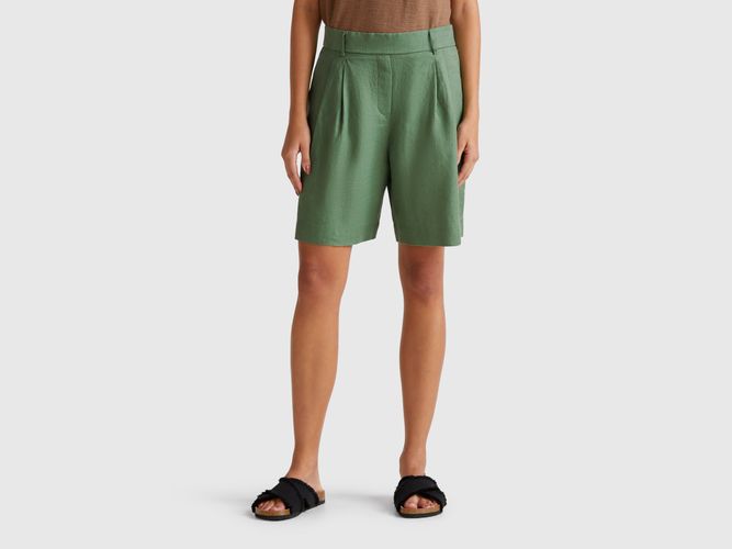 Benetton, Bermuda 100% Lin, taille L, Vert - United Colors of Benetton - Modalova
