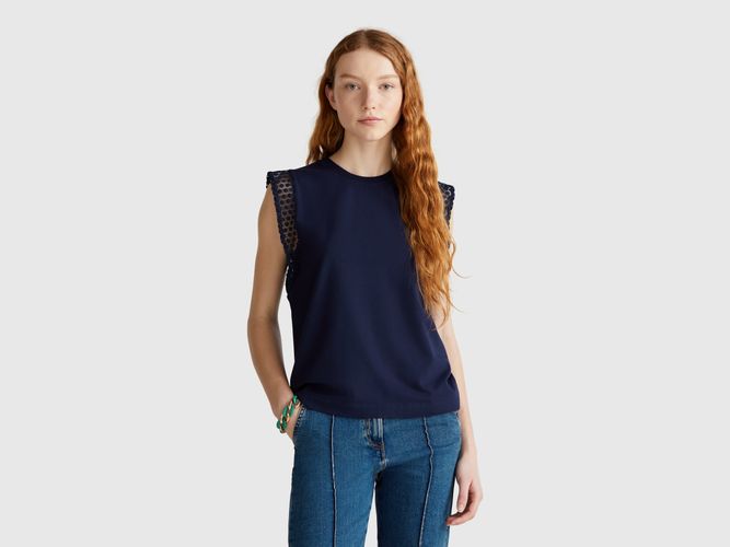 Benetton, Top Sans Manches Avec Macramé, taille S, Bleu Foncé - United Colors of Benetton - Modalova