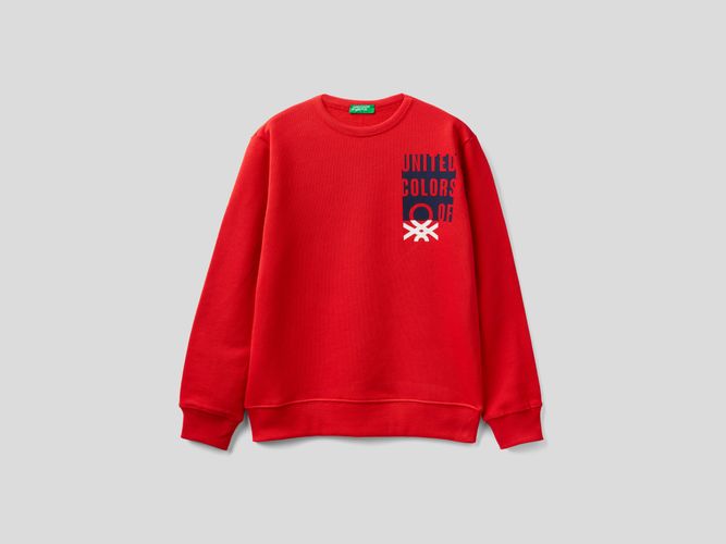 Benetton, Felpa Con Stampa Logo, taglia 2XL, Rosso, Bambini - United Colors of Benetton - Modalova