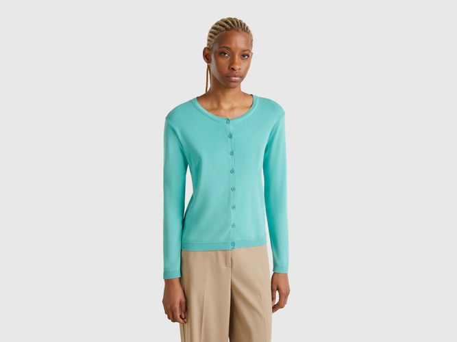 Benetton, Gilet À Col Rond En Pur Coton, taille L, Bleu Vert - United Colors of Benetton - Modalova