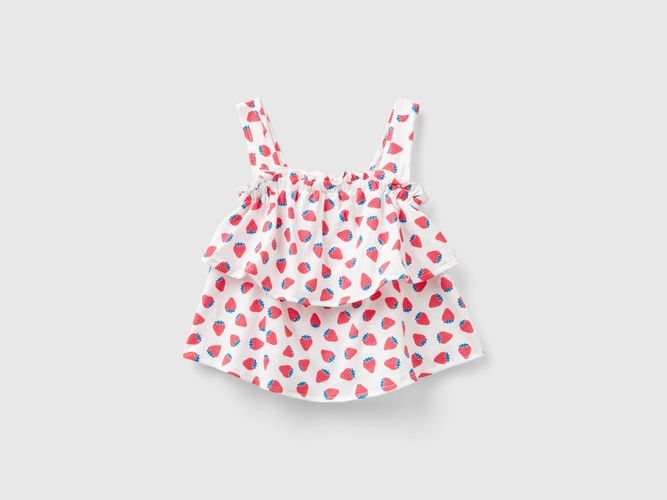 Benetton, Top Con Stampa Frutta, taglia 82, Bianco, Bambini - United Colors of Benetton - Modalova