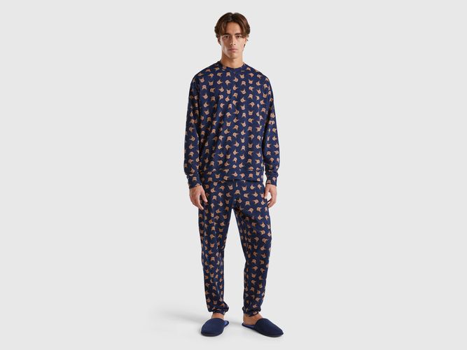 Benetton, Pyjama Avec Imprimé Rennes, taille L, Bleu Foncé - United Colors of Benetton - Modalova