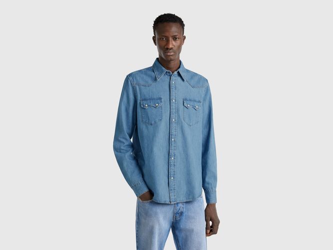 Benetton, Chemise En Jean Western, taille L, Bleu Clair - United Colors of Benetton - Modalova