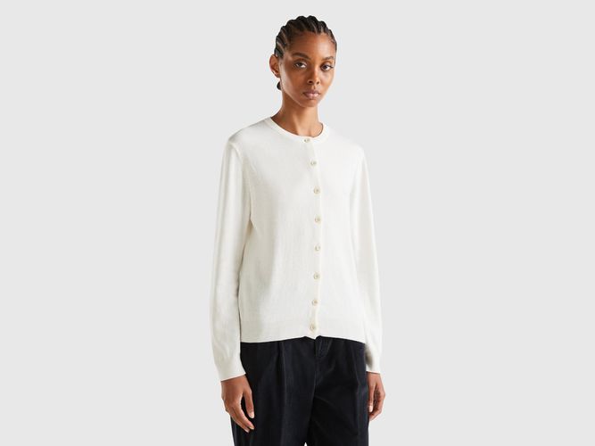 Benetton, Gilet Crème En Mélange De Laine Et De Cachemire, taille L, Crème - United Colors of Benetton - Modalova