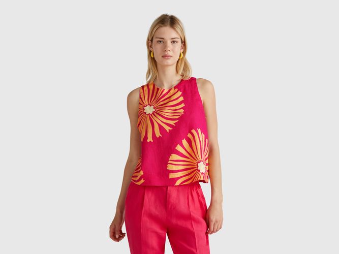Benetton, Top Imprimé En Pur Lin, taille L, - United Colors of Benetton - Modalova