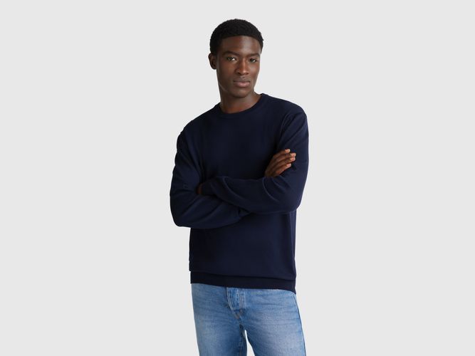 Benetton, Pull Col Rond 100% Coton, taille XXL, Bleu Foncé - United Colors of Benetton - Modalova