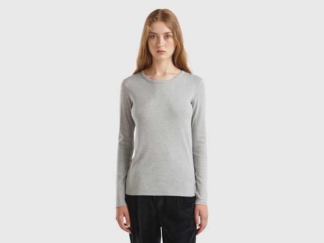 Benetton, T-shirt Manches Longues En Pur Coton, taille L, Gris Clair - United Colors of Benetton - Modalova