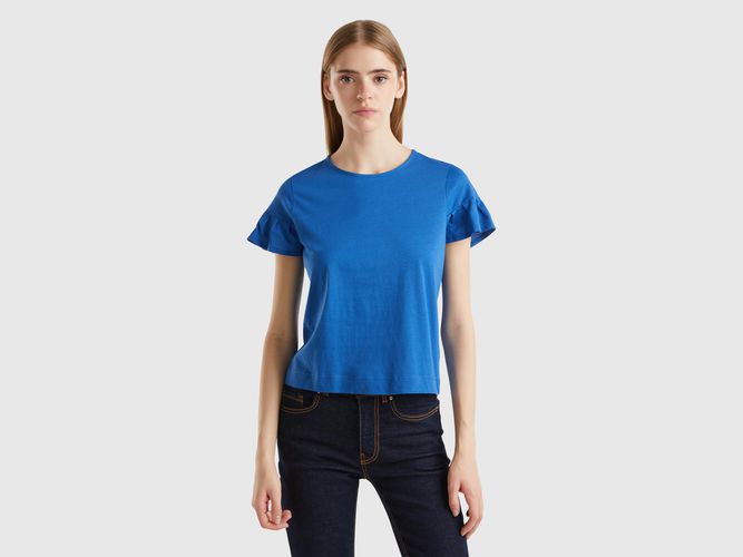 Benetton, T-shirt Con Manica Rouches, taglia XL, Avio, Donna - United Colors of Benetton - Modalova