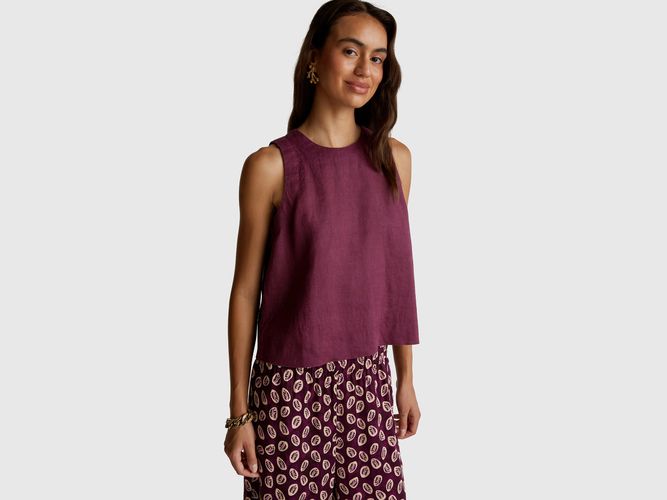 Benetton, Haut Sans Manches En Pur Lin, taille L, - United Colors of Benetton - Modalova