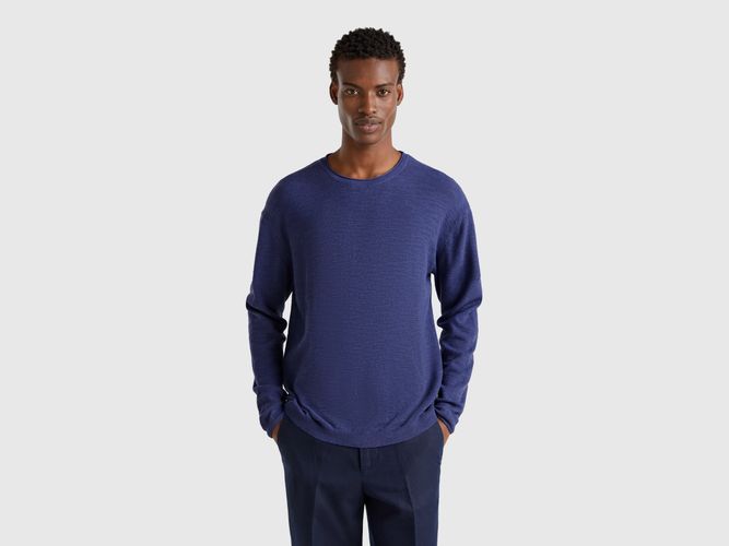 Benetton, Pull En Lin Et Coton Mélangés, taille XXL, Bleu - United Colors of Benetton - Modalova