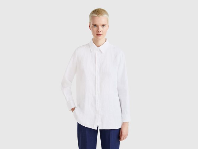 Benetton, Chemise Longue En Pur Lin, taille L, Blanc - United Colors of Benetton - Modalova