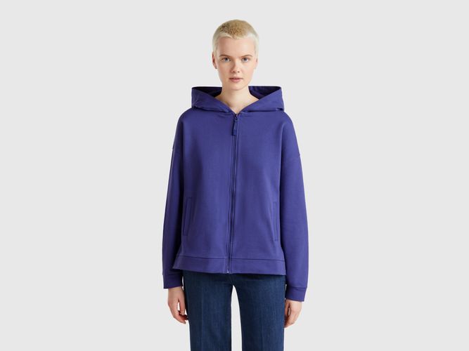 Benetton, Sweat 100% Coton Avec Zip Et Capuche, taille L, Bleu - United Colors of Benetton - Modalova