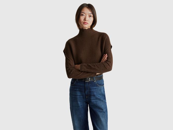 Benetton, Gilet Col Roulé En Laine Mélangée, Taille: M, Marron - United Colors of Benetton - Modalova