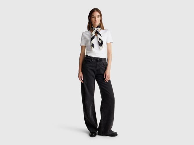 Benetton, T-shirt Col V En Pur Coton, taille L, Blanc - United Colors of Benetton - Modalova