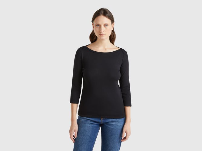 Benetton, T-shirt 100 % Coton À Encolure Bateau, taille L, Noir - United Colors of Benetton - Modalova