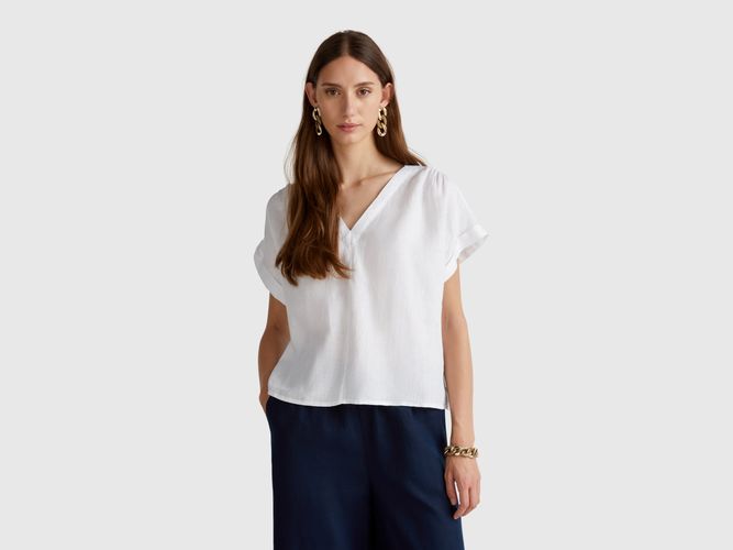 Benetton, Chemisier Pur Lin, taille L, Blanc - United Colors of Benetton - Modalova