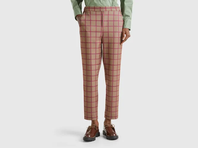 Benetton, Pantalon De Jogging Brun Tartan, taille L, Marron - United Colors of Benetton - Modalova