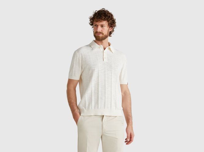 Benetton, Polo En Maille De Lin Mélangé, taille S, Crème - United Colors of Benetton - Modalova