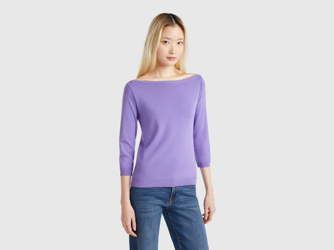 Benetton, Pull 100 % Coton À Encolure Bateau, taille L, Bleu Pervenche - United Colors of Benetton - Modalova