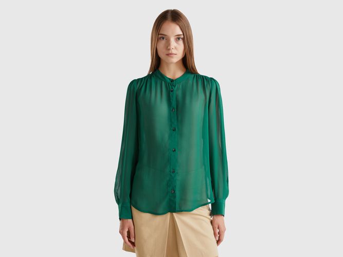 Benetton, Chemise Fluide À Col Mao, taille L, Vert Foncé - United Colors of Benetton - Modalova