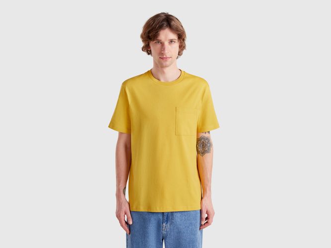 Benetton, T-shirt Jaune Moutarde En Coton Bio À Petite Poche, taille XXL, Moutarde - United Colors of Benetton - Modalova