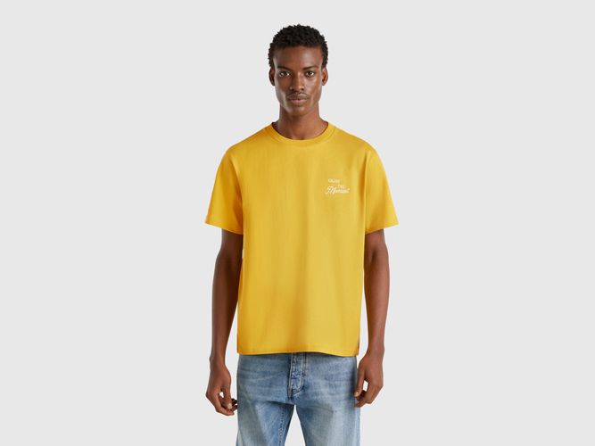 Benetton, T-shirt En Coton Avec Broderie, taille XXL, Moutarde - United Colors of Benetton - Modalova