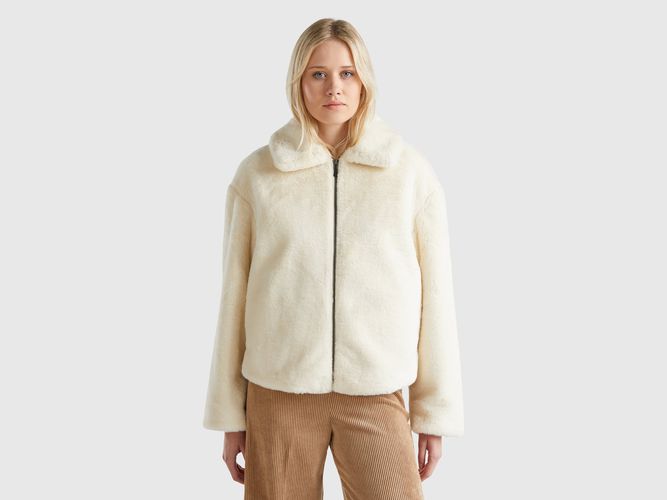 Benetton, Blouson En Fourrure Synthétique, taille L, Crème - United Colors of Benetton - Modalova