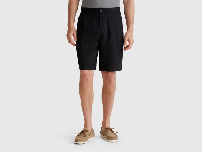 Benetton, Bermuda Avec Cordon De Serrage En Pur Lin, taille 42, Noir - United Colors of Benetton - Modalova