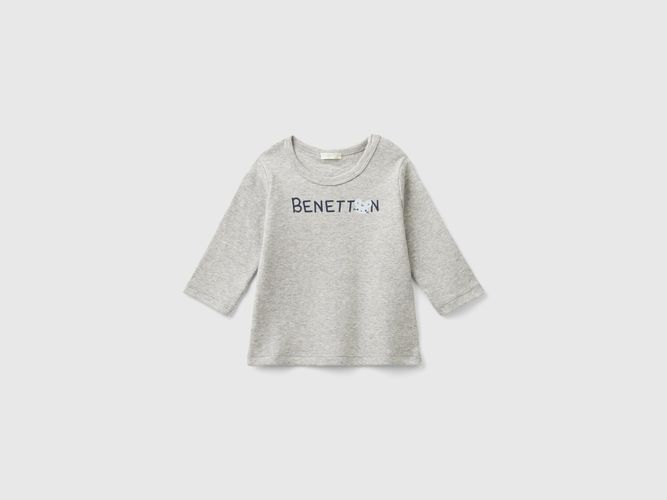 Benetton, T-shirt Manica Lunga 100% Cotone Bio, taglia 62, Grigio Chiaro, Bambini - United Colors of Benetton - Modalova