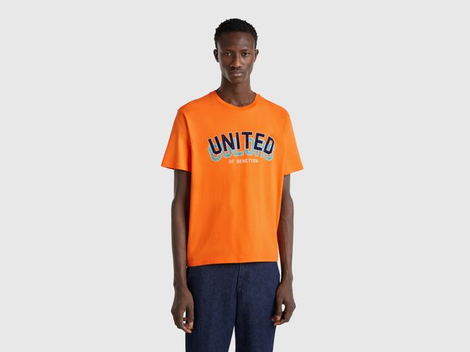 Benetton, T-shirt En Coton Avec Logo Bleu Foncé, taille XXL, - United Colors of Benetton - Modalova