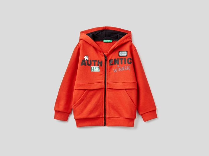 Benetton, Felpa Con Cappuccio E Patch, taglia 82, Rosso, Bambini - United Colors of Benetton - Modalova