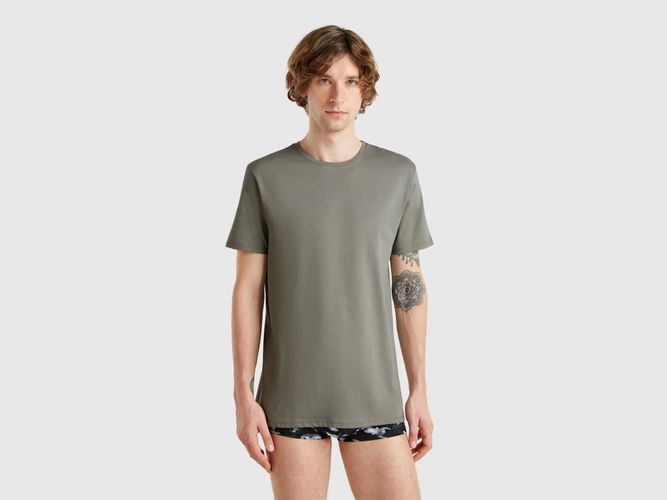Benetton, T-shirt En Coton À Longues Fibres, taille XXL, Vert Clair - United Colors of Benetton - Modalova