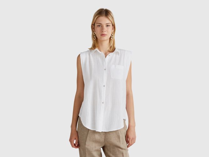Benetton, Chemise Sans Manches Avec Noeud, taille L, Blanc - United Colors of Benetton - Modalova