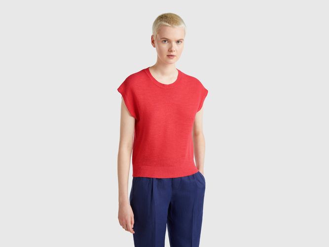 Benetton, Gilet En Coton Et Lin Mélangés, taille L, Rouge Brique - United Colors of Benetton - Modalova