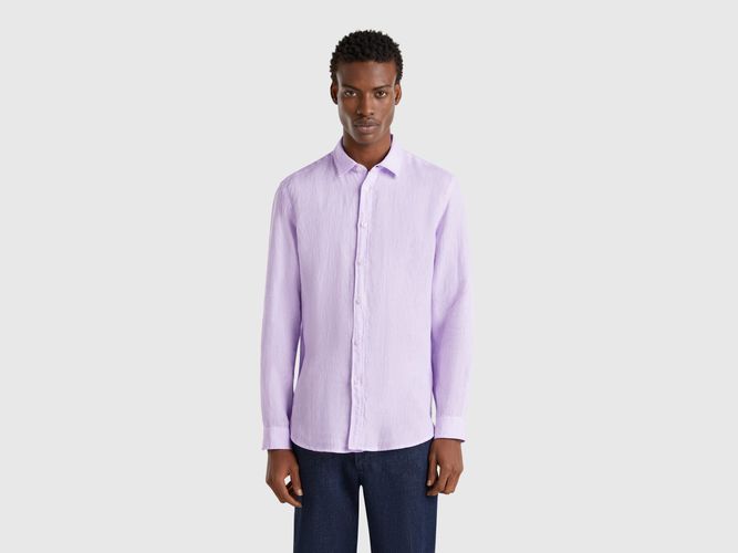 Benetton, Chemise À Motifs Lilas En Pur Lin, taille XXL, Lilas - United Colors of Benetton - Modalova