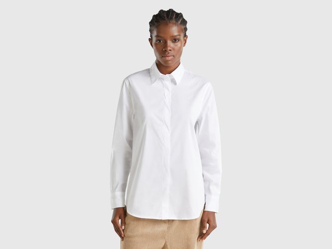 Benetton, Chemise En Coton Mélangé Stretch, taille L, Blanc - United Colors of Benetton - Modalova