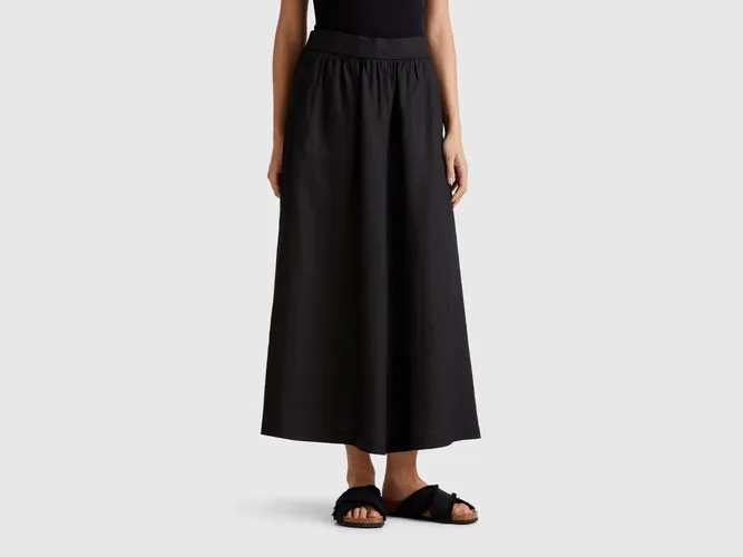 Benetton, Jupe Longue En Pur Lin, taille L, Noir - United Colors of Benetton - Modalova