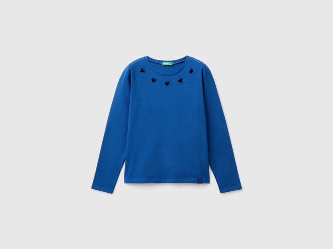 Benetton, T-shirt Con Cuori Cut Out, taglia S, Blu, Bambini - United Colors of Benetton - Modalova