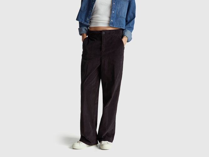 Benetton, Pantalon Large En Velours, Noir - United Colors of Benetton - Modalova