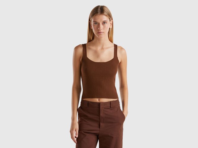 Benetton, Débardeur En Maille À Col Carré, taille L, Marron Foncé - United Colors of Benetton - Modalova