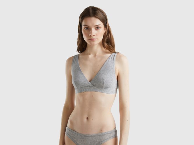 Benetton, Soutien-gorge Triangle En Coton Bio Super Stretch, taille M, Gris Clair - United Colors of Benetton - Modalova